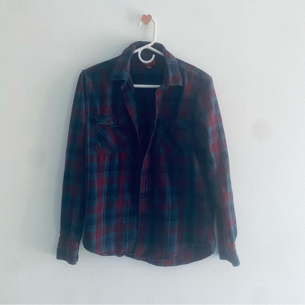 Arizona Jean Co plaid red button down shirt